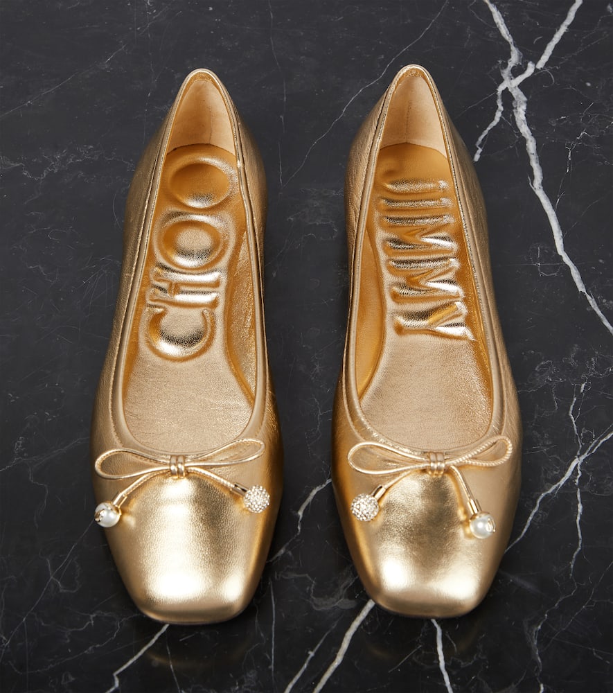 Jimmy Choo Elme metallic leather ballet flats