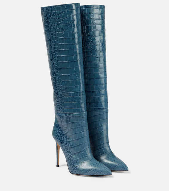 Paris Texas Croc-effect leather knee-high boots