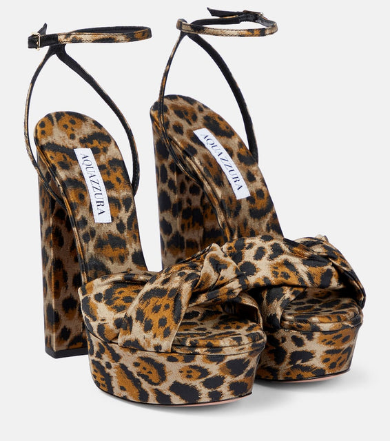 Aquazzura Olie Plateau 140 leopard-print sandals
