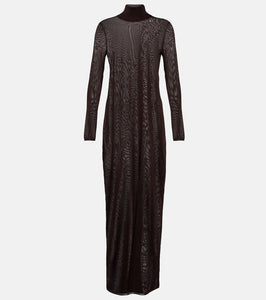 Alaia High-neck knit maxi dress