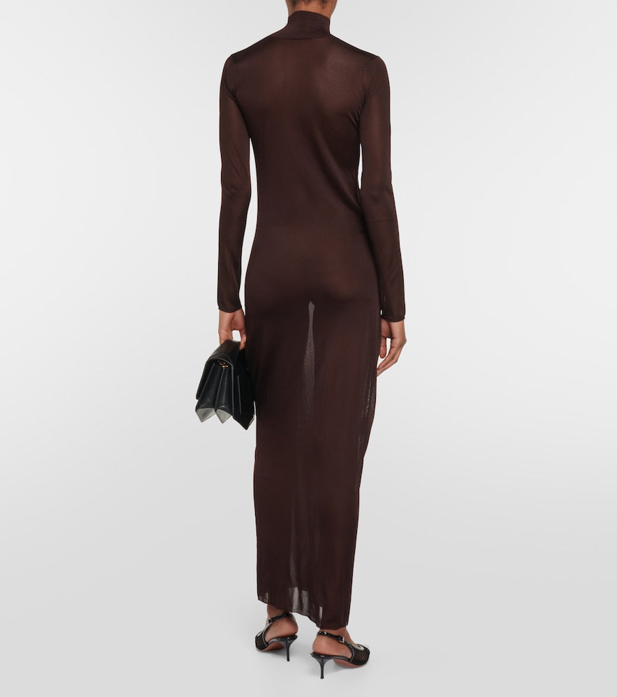 Alaia High-neck knit maxi dress