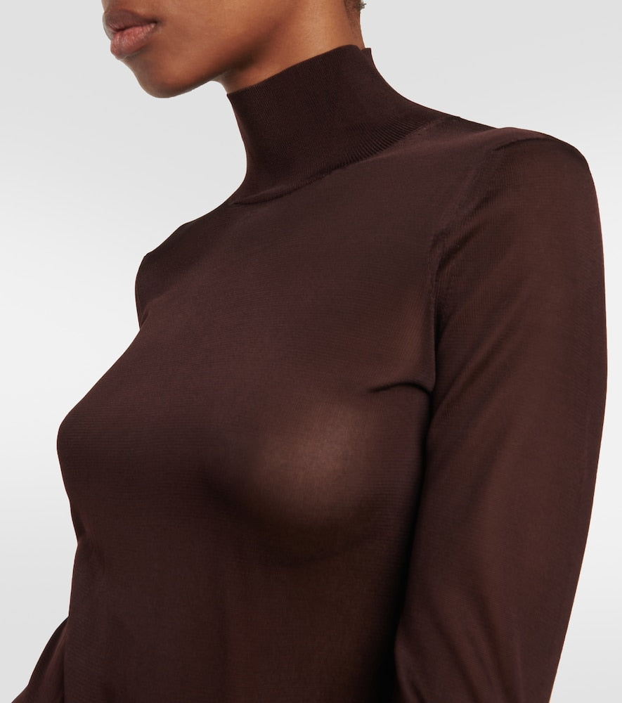 Alaia High-neck knit maxi dress