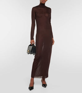 Alaia High-neck knit maxi dress
