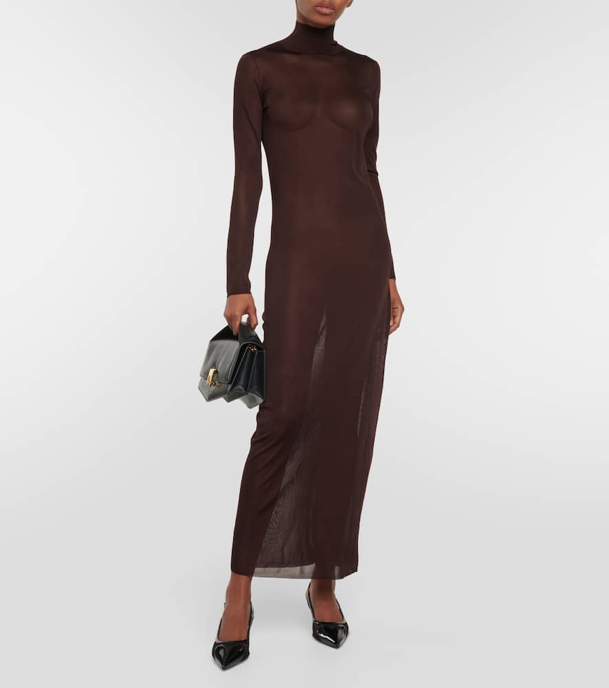 Alaia High-neck knit maxi dress