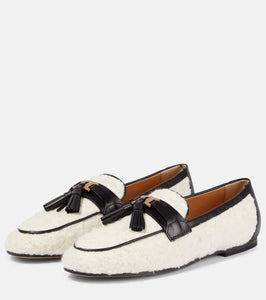 Tod's Tasseled boucl√É¬© and leather loafers