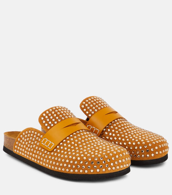 JW Anderson Crystal-embellished suede slippers