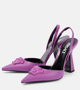 Versace La Medusa leather slingback pumps