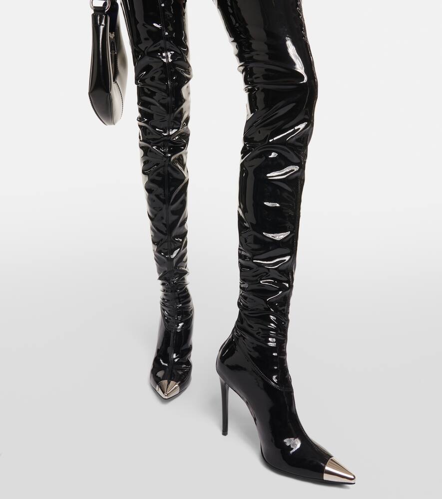 David Koma Patent over-the-knee boots