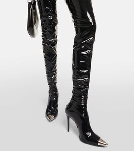 David Koma Patent over-the-knee boots