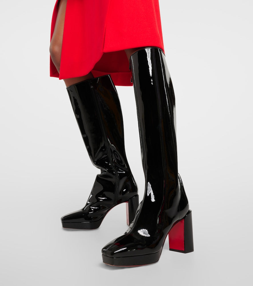 Black Christian Louboutin Alleo 90 patent leather knee-high boots - High Heels