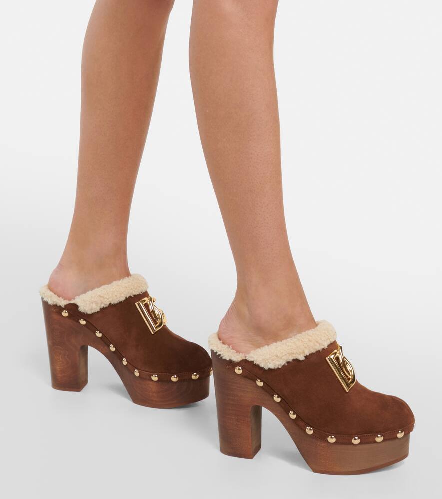 Dolce&Gabbana Logo suede platform clogs