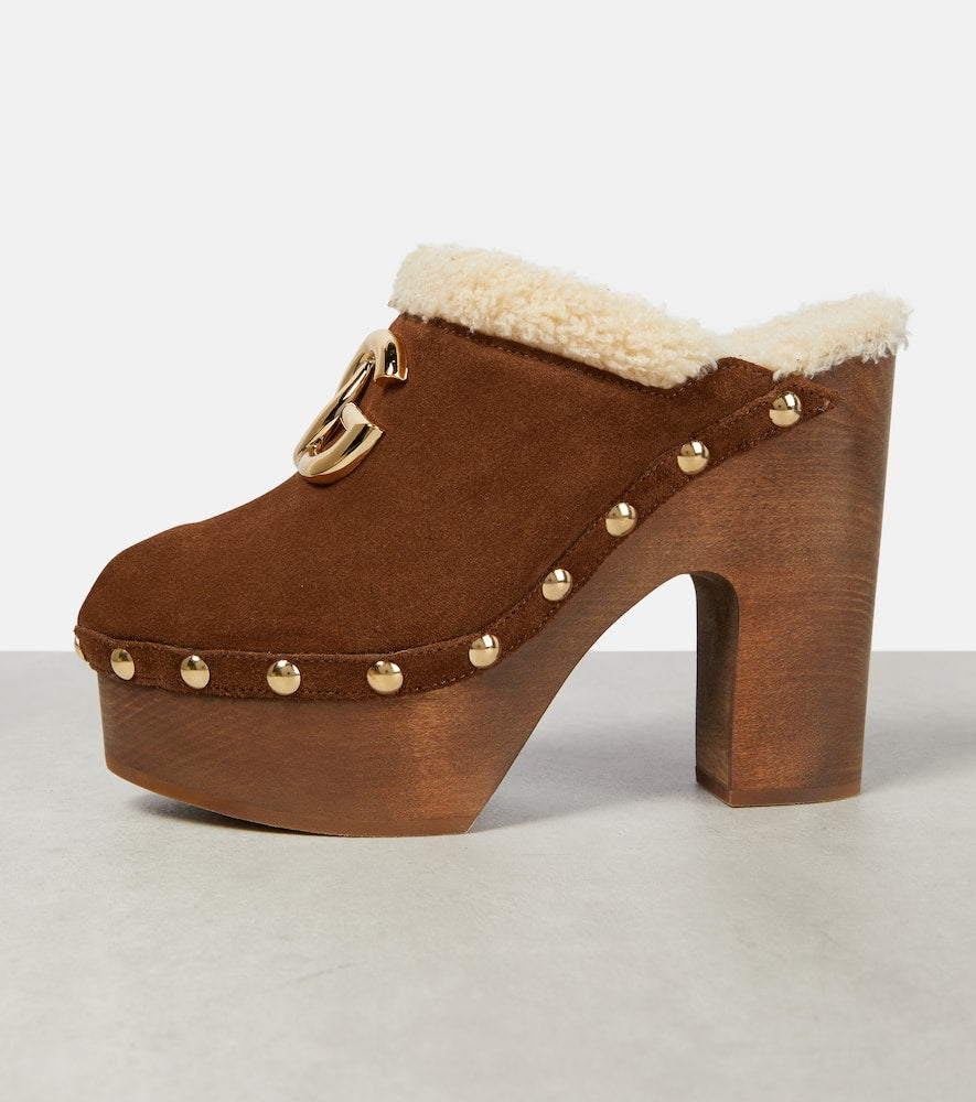 Dolce&Gabbana Logo suede platform clogs