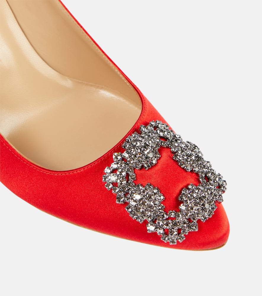Manolo Blahnik Hangisi 90 embellished satin pumps