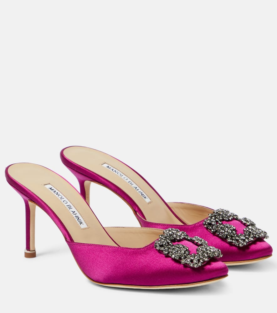Manolo Blahnik Hangisimu 70 embellished satin mules