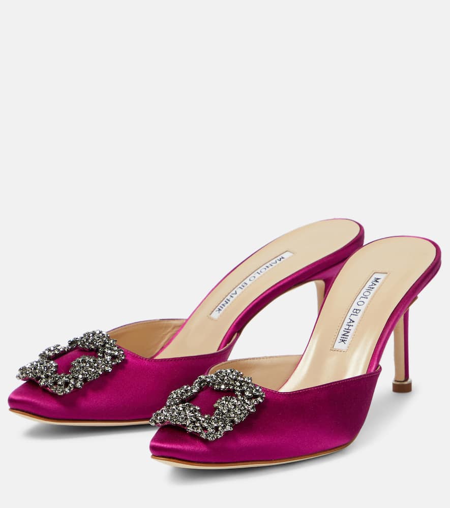 Manolo Blahnik Hangisimu 70 embellished satin mules