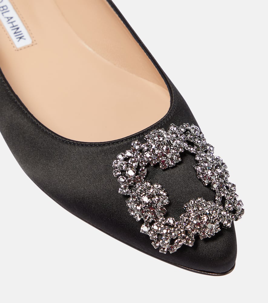 Manolo Blahnik Hangisiflat embellished satin ballet flats