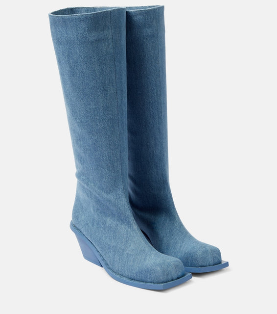 Gia Borghini Blondine denim knee-high boots