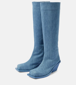 Gia Borghini Blondine denim knee-high boots