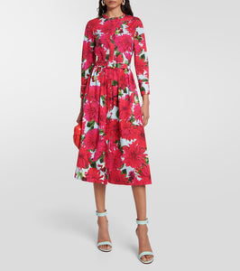 Oscar de la Renta Floral cotton-blend poplin midi dress