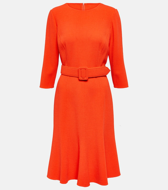 Oscar de la Renta Embellished wool-blend midi dress