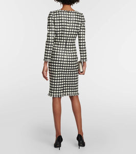 Oscar de la Renta Wool-blend tweed midi dress