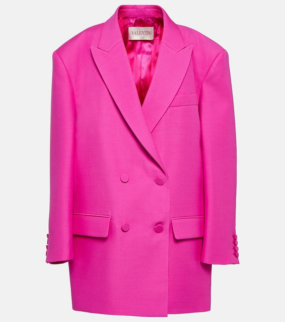 Valentino Double-breasted wool and silk blazer