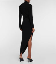 Norma Kamali Turtleneck draped jersey maxi dress