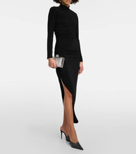 Norma Kamali Turtleneck draped jersey maxi dress