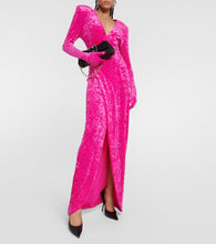 Vetements Diva gloves velvet maxi dress