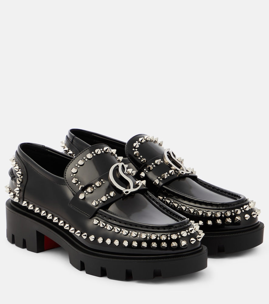 Christian Louboutin CL Moc Lug Spikes leather loafers - Black Loafers