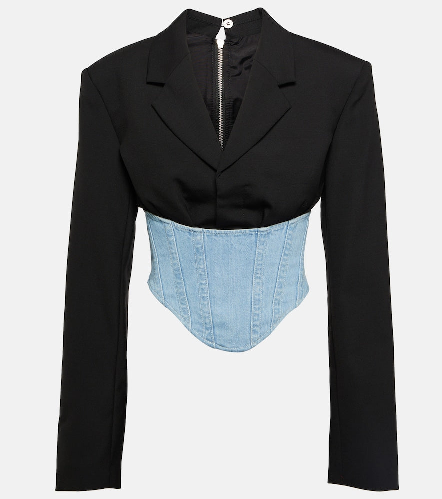 Dion Lee Wool and denim bustier blazer - Dion Lee 羊毛和牛仔布胸衣式西装外套