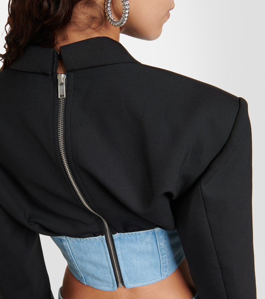 Dion Lee Wool and denim bustier blazer