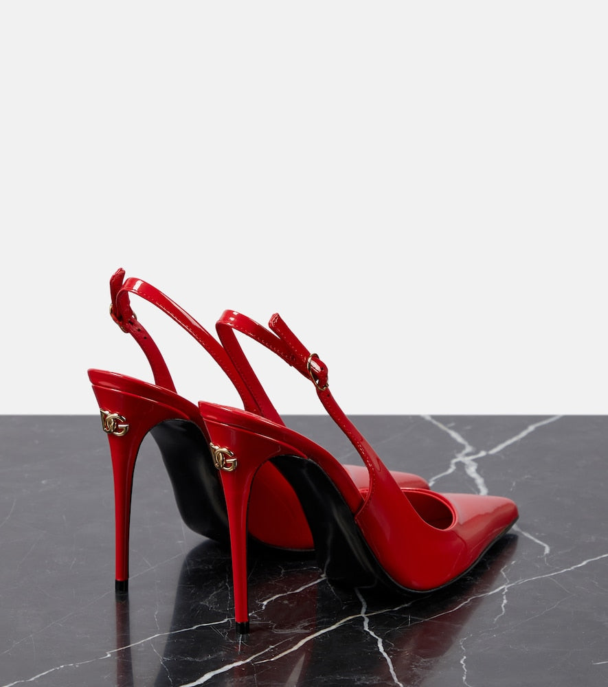 Dolce&Gabbana DG patent leather slingback pumps