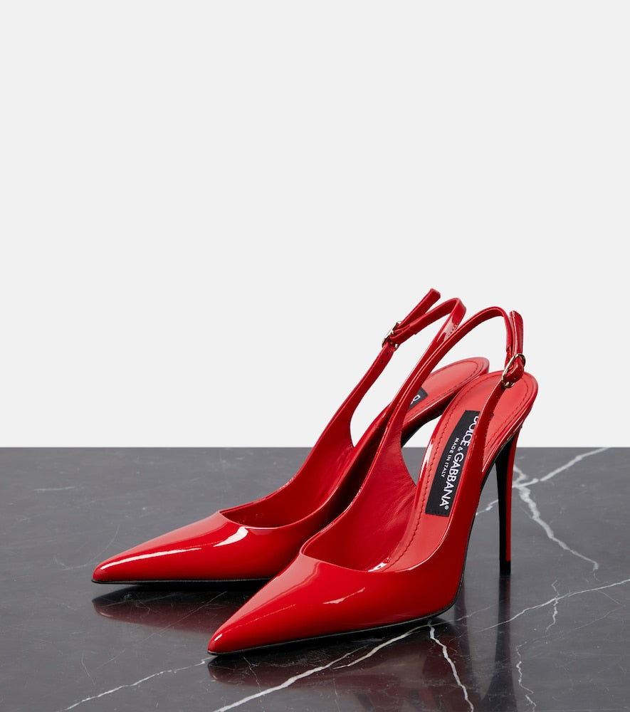 Dolce&Gabbana DG patent leather slingback pumps