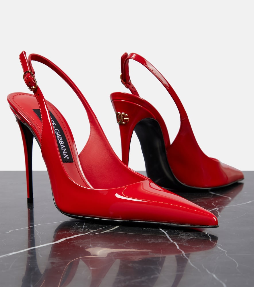 Dolce&Gabbana DG patent leather slingback pumps