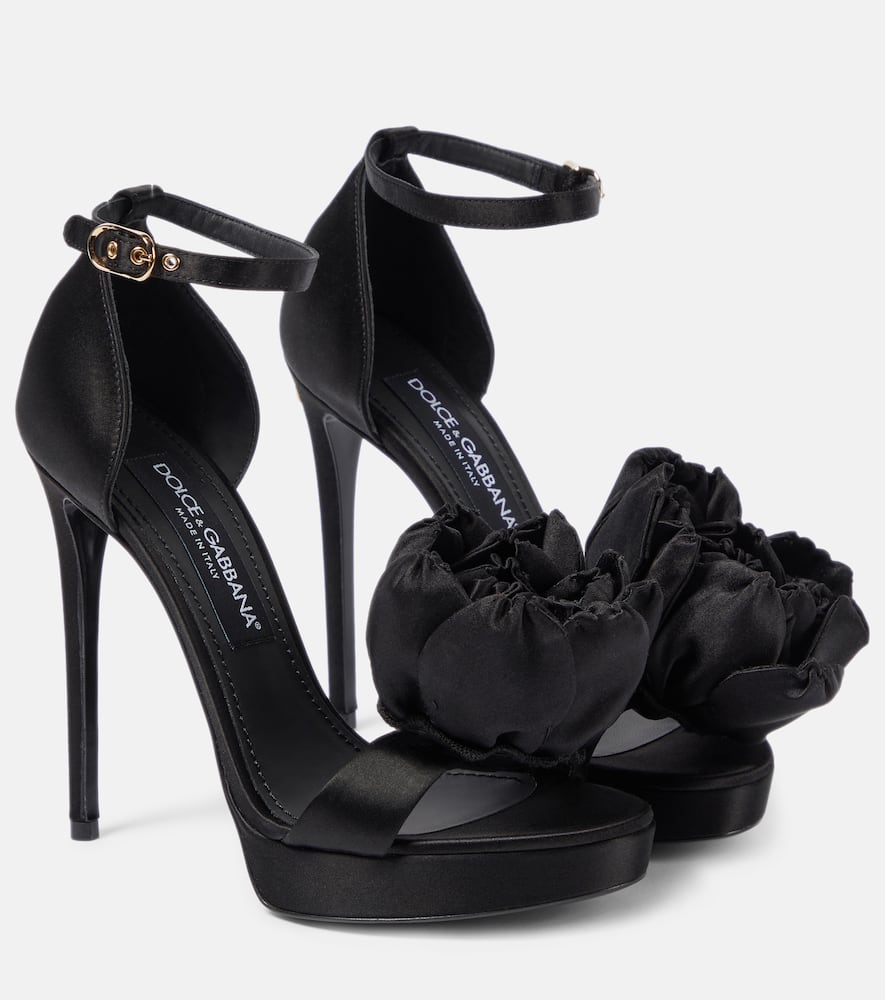 Dolce&Gabbana Keira floral-appliqu√É¬© satin sandals