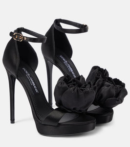 Dolce&Gabbana Keira floral-appliqu√É¬© satin sandals