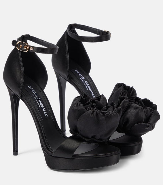Dolce&Gabbana Keira floral-appliqu√É¬© satin sandals