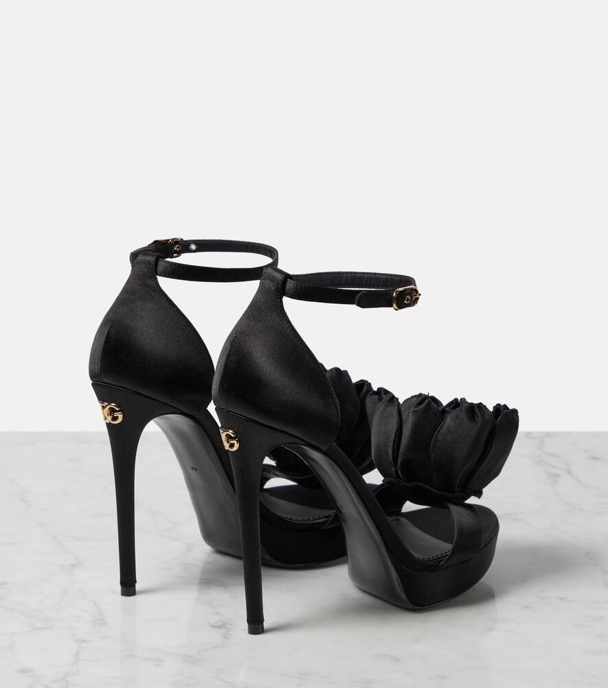 Dolce&Gabbana Keira floral-appliqu√É¬© satin sandals