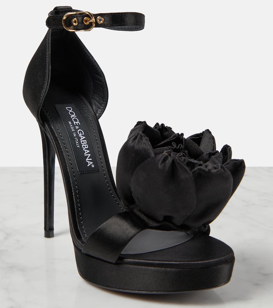 Dolce&Gabbana Keira floral-appliqu√É¬© satin sandals