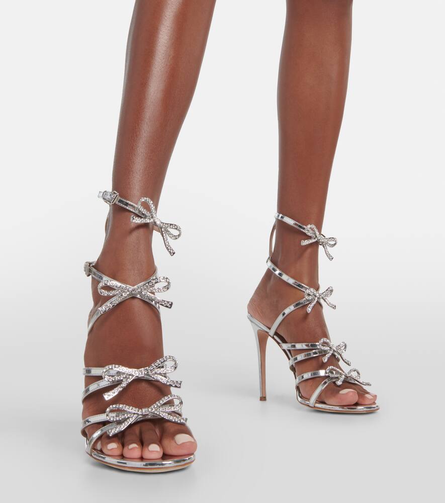 Giambattista Valli Silver Love Bow embellished sandals