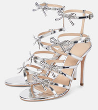 Giambattista Valli Silver Love Bow embellished sandals