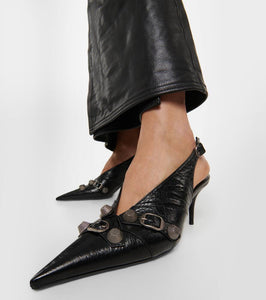 Balenciaga Cagole 70 leather slingback pumps