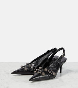 Balenciaga Cagole 70 leather slingback pumps