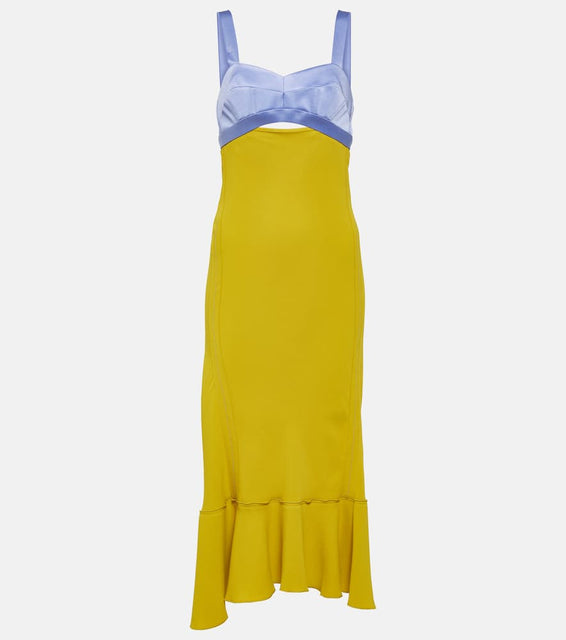 Victoria Beckham Paneled satin and cady midi dress