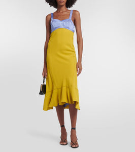 Victoria Beckham Paneled satin and cady midi dress