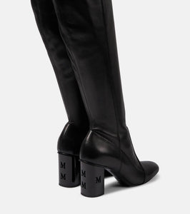 Max Mara Damier leather over-the-knee boots