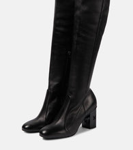 Max Mara Damier leather over-the-knee boots