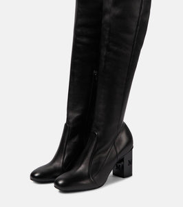 Max Mara Damier leather over-the-knee boots
