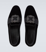 Manolo Blahnik Carlton embellished velvet loafers